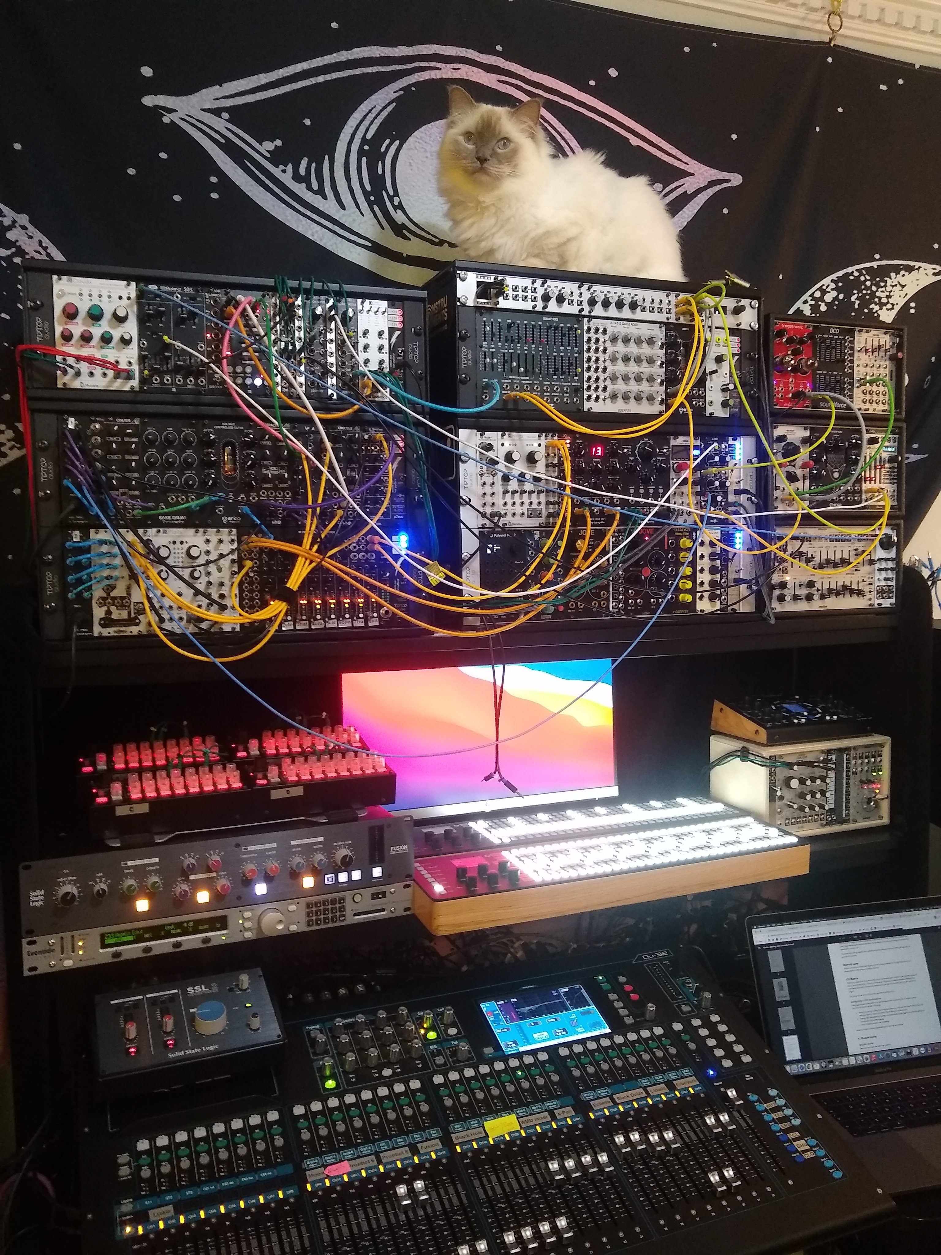 A hardware studio based around eurorack modular and synths that Paul maintains for a client in South London