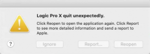 Logic Pro X quit unexpectedly