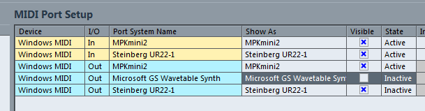 Cubase delayed sound MIDI port setup