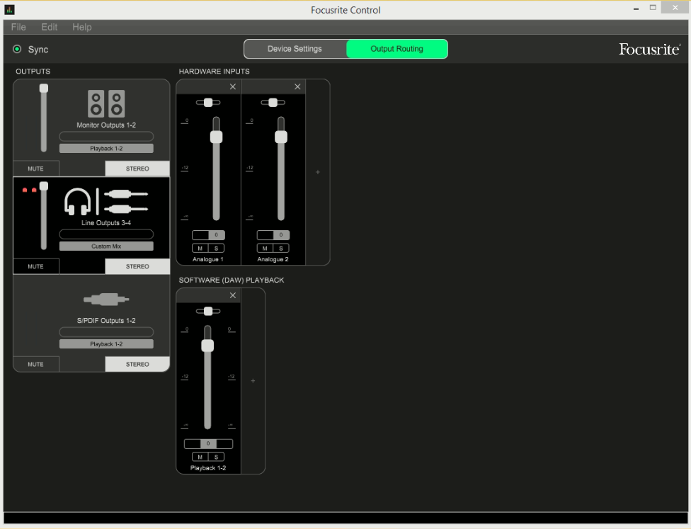 Focusrite Control Custom Settings