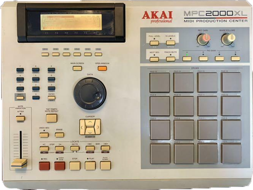 Front panel of an Akai MPC 2000XL vintage sampler. Integrating legacy hardware like this into modern DAWs often causes storage and audio routing problems for beginners.